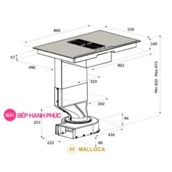 Bếp từ Malloca HIH-864 kết hợp máy hút mùi âm 86cm
