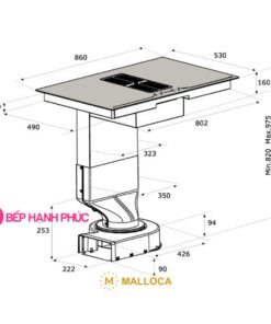Bếp từ Malloca HIH-864 kết hợp máy hút mùi âm 86cm