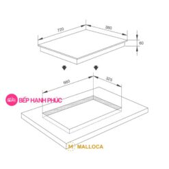Bếp từ Malloca MH-02IS - 2 từ chữ nhật 72cm mặt kính EuroKera