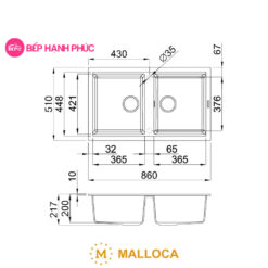 Chậu rửa Malloca BIANCO K-45062 9 Chậu rửa Malloca BIANCO K-45062
