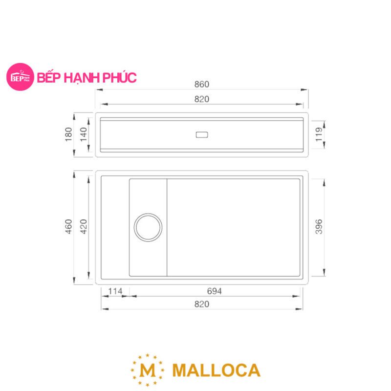Chậu rửa Malloca MYST K83S - MYST K83L