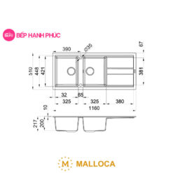 Chậu rửa Malloca NERO K-50040 9 Chậu rửa Malloca NERO K-50040