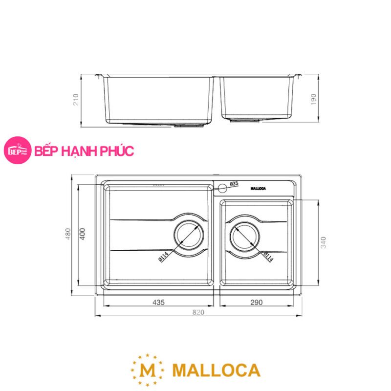 Chậu rửa Malloca MS 5082W