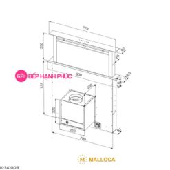 Máy hút mùi Malloca K-3410DR - Âm bàn 81cm điều khiển cảm ứng