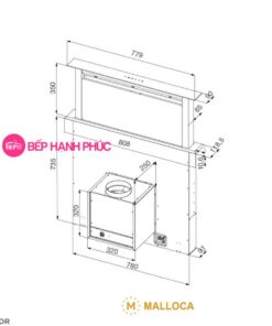 Máy hút mùi Malloca K-3410DR - Âm bàn 81cm điều khiển cảm ứng