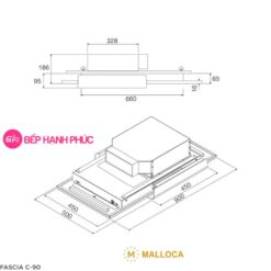 Máy hút mùi Malloca Fascia C-90 - Âm trần 90cm remote điều khiển