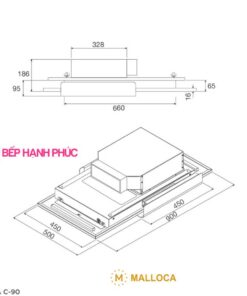 Máy hút mùi Malloca Fascia C-90 - Âm trần 90cm remote điều khiển