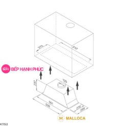 Máy hút mùi Malloca K1153 - Âm tủ 53cm inox nút gạt
