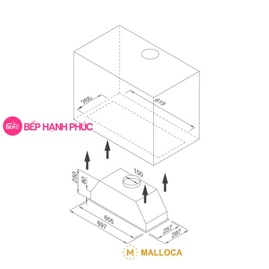 Máy hút mùi Malloca MH 700GT - Âm tủ 70cm mặt kính cảm ứng