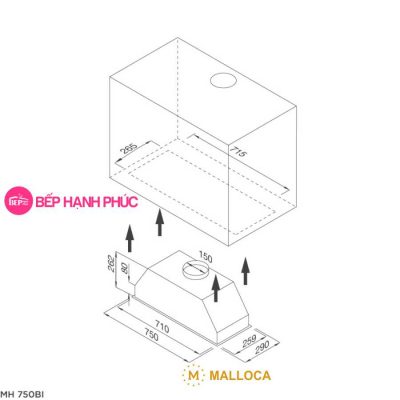 Máy hút mùi Malloca MH 750BI - Âm tủ 75cm inox cảm ứng