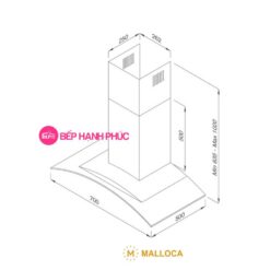 Máy hút mùi Malloca Gama K3155.7 - Áp tường 70cm inox kính cong cảm ứng