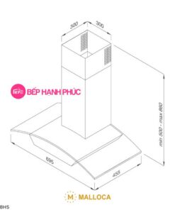 Máy hút mùi Malloca MC-7018HS - Áp tường 70cm tum kính cảm ứng