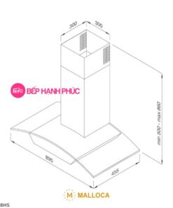 Máy hút mùi Malloca MC-9018HS - Áp tường 90cm tum kính cảm ứng