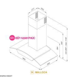 Máy hút mùi Malloca SIGMA-K820T - Áp tường 90cm inox kính cong