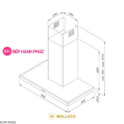 Máy hút mùi Malloca SLIM K1522 - Áp tường 90cm chữ T mỏng đẹp