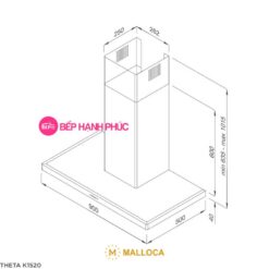 Máy hút mùi Malloca THETA K1520 - Áp tường 90cm chữ T thân inox