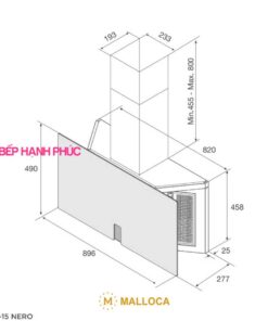 Máy hút mùi Malloca TIME K-16 NERO - Áp tường 90cm Ceramic màu sắt gỉ