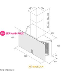 Máy hút mùi Malloca TIME K-16 BRUNO - Áp tường 90cm Ceramic màu sắt gỉ