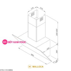 Máy hút mùi Malloca VITA V-13 GRES - Áp tường 90cm mặt vát Ceramic xi măng 11 Máy hút mùi Malloca VITA V-13 GRES - Áp tường 90cm mặt vát Ceramic màu xi măng