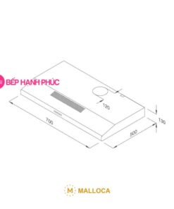 Máy hút mùi Malloca H365.7 - Classic 70cm inox nút nhấn cơ