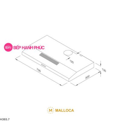 Máy hút mùi Malloca H365.7 - Classic 70cm inox nút nhấn cơ