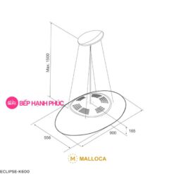 Máy hút mùi Malloca ECLIPSE K600 - Ốc đảo 90cm dây treo điều khiển remote 13 Máy hút mùi Malloca ECLIPSE K600 - Ốc đảo 90cm dây treo điều khiển remote