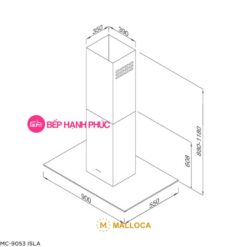Máy hút mùi Malloca MC-9053 ISLA - Ốc đảo 90cm chữ T kính cường lực