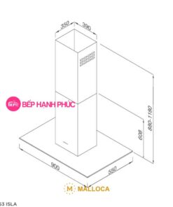 Máy hút mùi Malloca MC-9053 ISLA - Ốc đảo 90cm chữ T kính cường lực
