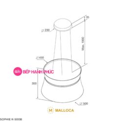 Máy hút mùi Malloca SOPHIE K-500B - Ốc đảo 50cm dây treo remote điều khiển 17 Máy hút mùi Malloca SOPHIE K-500B - Ốc đảo 50cm dây treo remote điều khiển