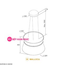 Máy hút mùi Malloca SOPHIE K-500W - Ốc đảo 50cm dây treo remote điều khiển 7 Máy hút mùi Malloca SOPHIE K-500W - Ốc đảo 70cm dây treo remote điều khiển