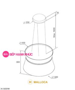 Máy hút mùi Malloca SOPHIE K-500W - Ốc đảo 50cm dây treo remote điều khiển 7 Máy hút mùi Malloca SOPHIE K-500W - Ốc đảo 70cm dây treo remote điều khiển