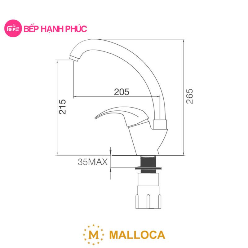 Vòi rửa chén Malloca K121N