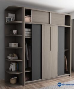 Tủ quần áo cửa kéo Melamine vân gỗ TQA-KD-23