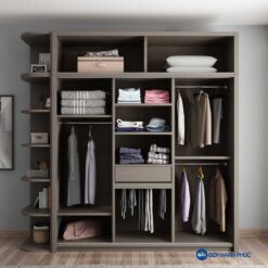 Tủ quần áo cửa kéo Melamine vân gỗ TQA-KD-23
